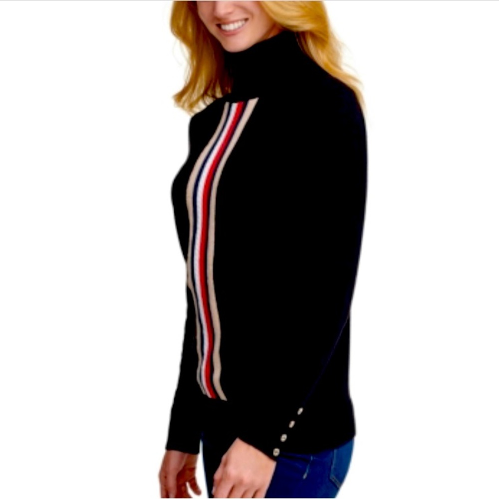Tommy Hilfiger Women's Essential Signature Stripe Turtleneck Black - S